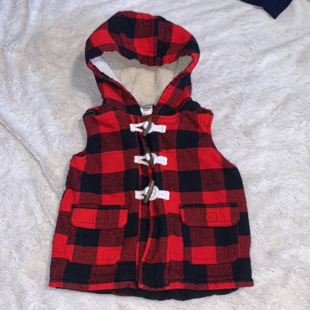 Carters 18 month red plaid vest gender neutral